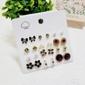 12 Pair Multi Stud Earrings Set